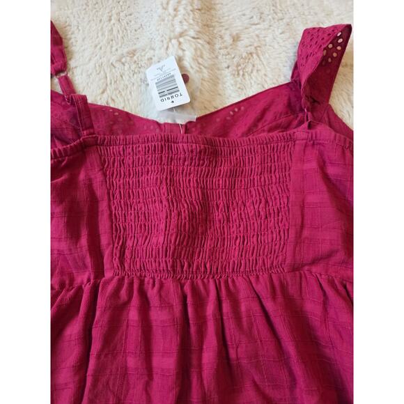 Torrid Babydoll Cotton Window pane Button front tank Red Bud Size 3x 22-24 NWT - Picture 4 of 6